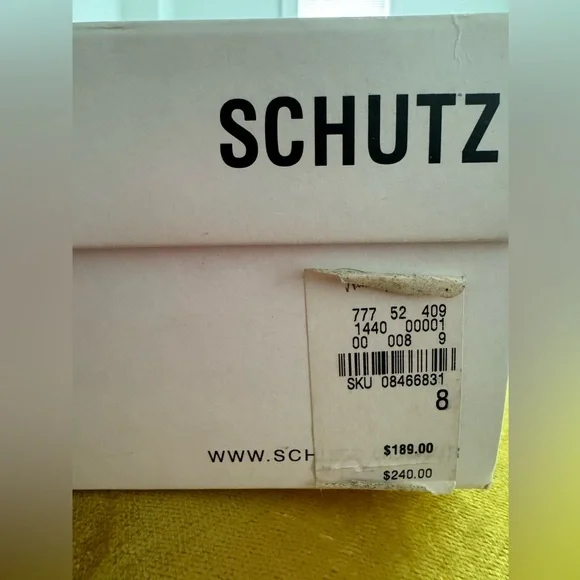 Schutz Sandalia Salto Alto Nobuck Sailfish heels navy/gold size 8 with box - Picture 10 of 16